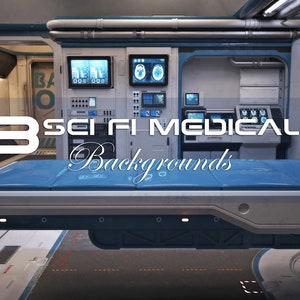 Futuristic Medical bay Science Fiction treatment room, medial bay backgrounds and backdrops