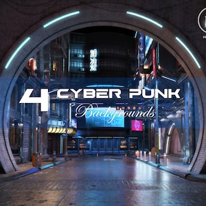 Urban city retro futuristic Cyber punk Science Fiction Backgrounds. Cyber Punk backdrops