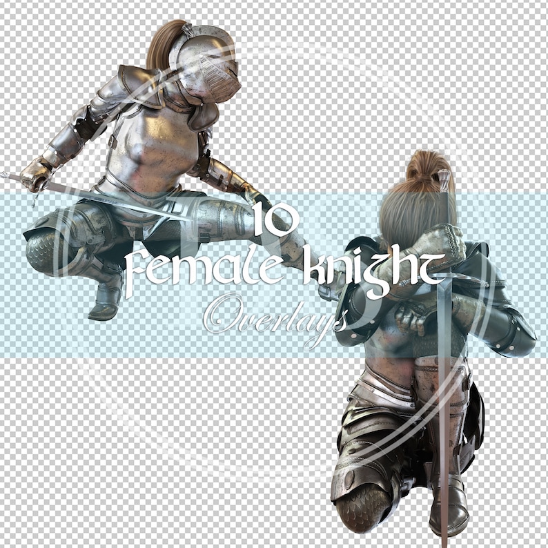 10 Female Knight Poses, Medieval Warrior , Png Transparent Overlays ...