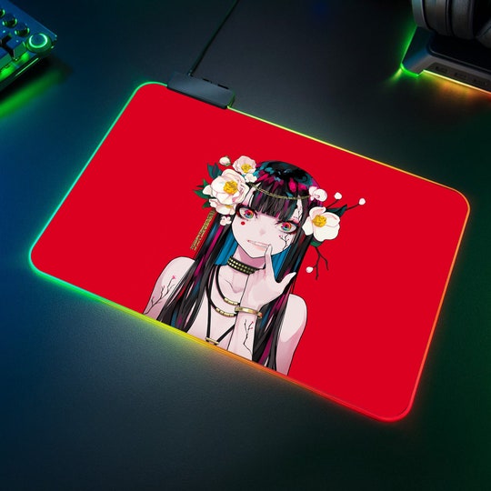 Disover RGB Gaming Mousepad, Anime Girl Mousepad, Cartoon Desk Mat, Japanese Mousepad, Gaming Accessories