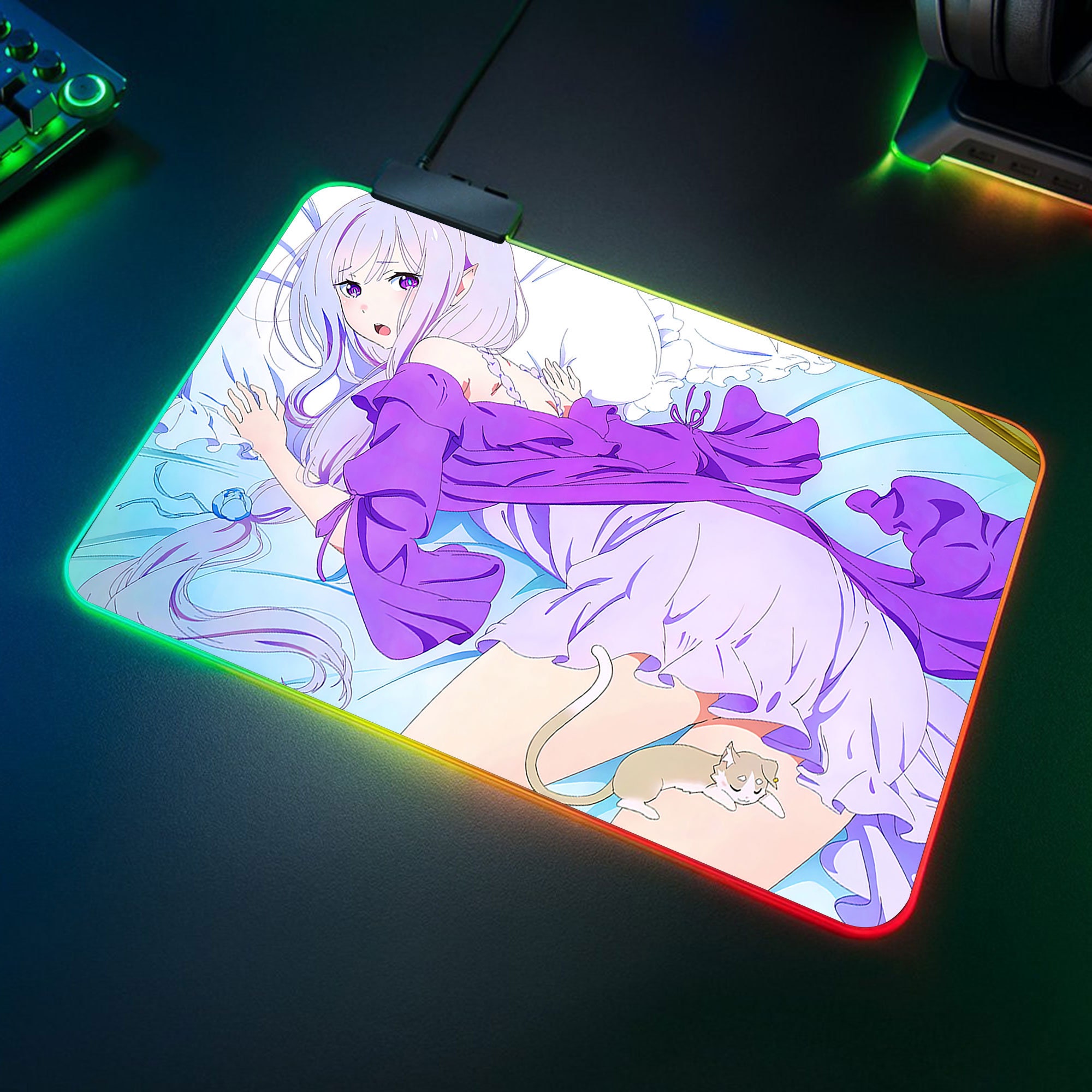 RGB Gaming Mousepad, Anime Girl Mousepad, Sexy Desk Mat