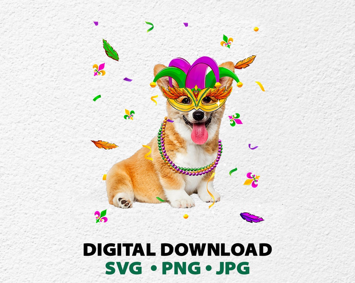 Download Dog Dad Dog Mom Corgi Cute Mardi Gras Png Corgi Svg Cut | Etsy