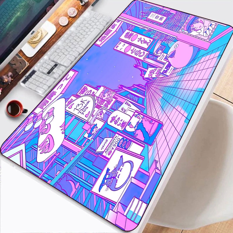 RGB Desk Mat Anime Gaming Mousepad Tokyo Street Desk Mat Etsy