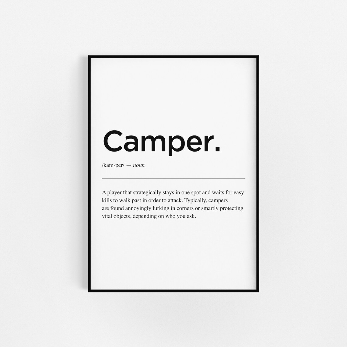 Camper Definition Gamer Gifts Gaming Decor Gaming Wall Etsy