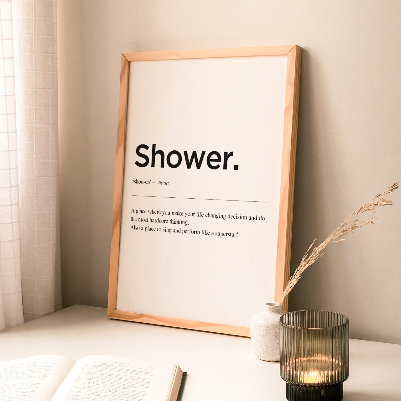 Shower Definition Print Bathroom Sign Shower Wall Decor Etsy