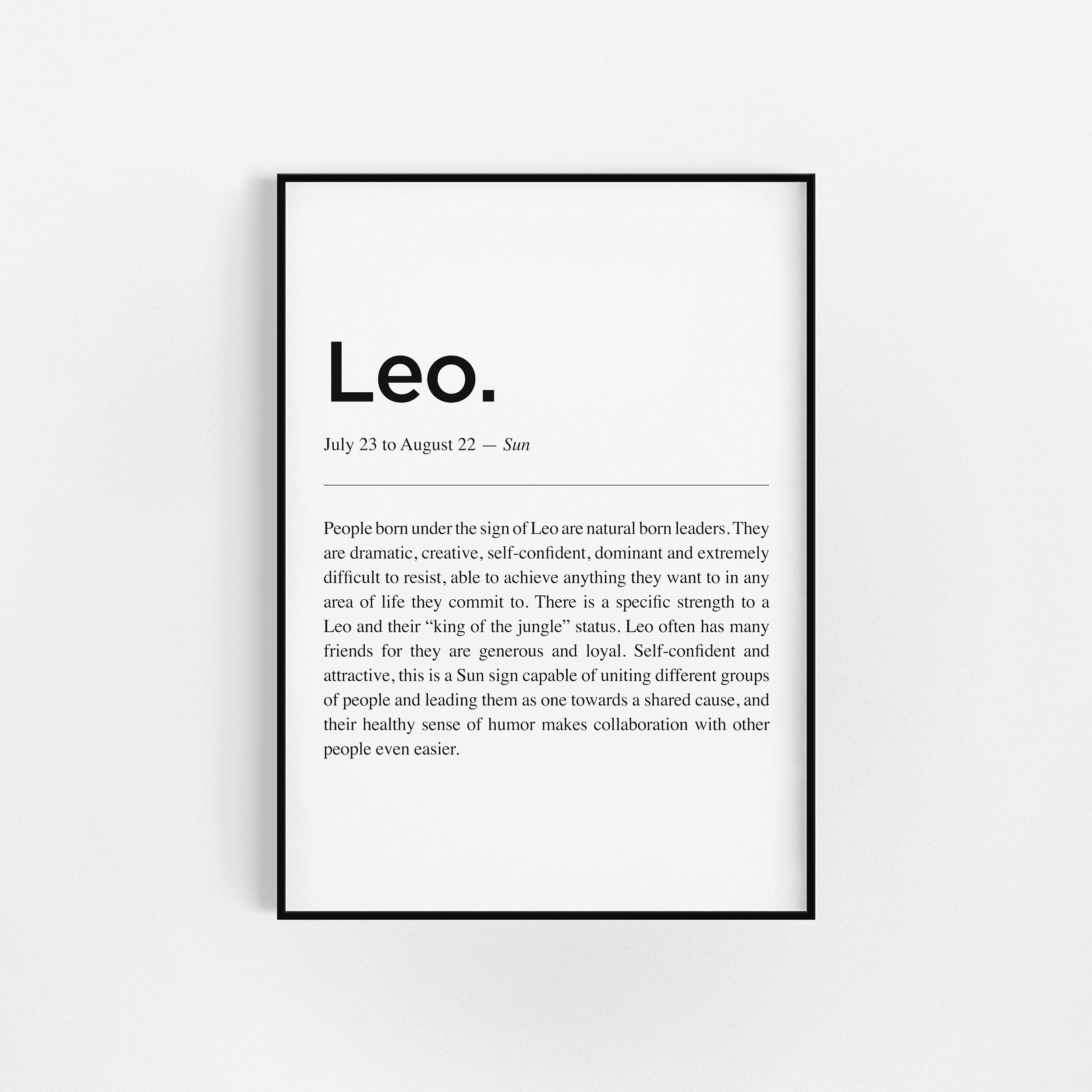 Définition Du Lion | Cadeau d'affiche Zodiac Astrologie Wall Decor Définition de L'horoscope d'impre