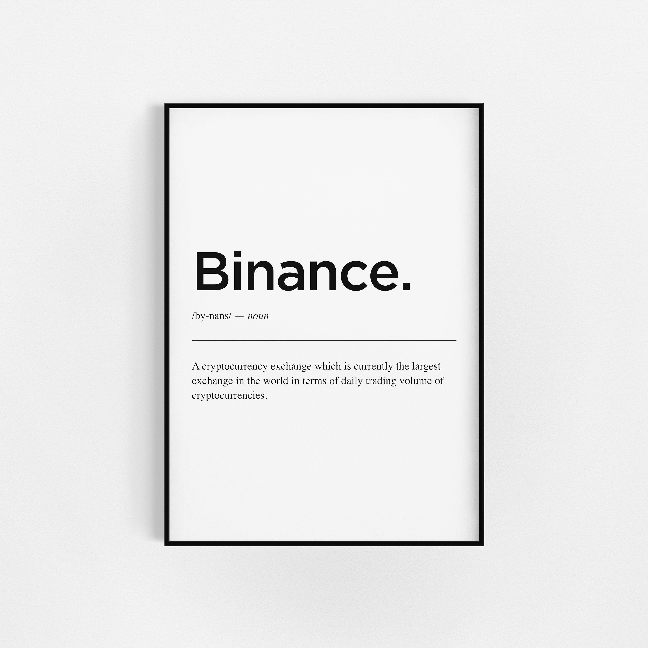 | d'impression de Crypto-Monnaie | Définition Binance d'affiche Bitcoin Crypto Cadeaux Idées Décorat