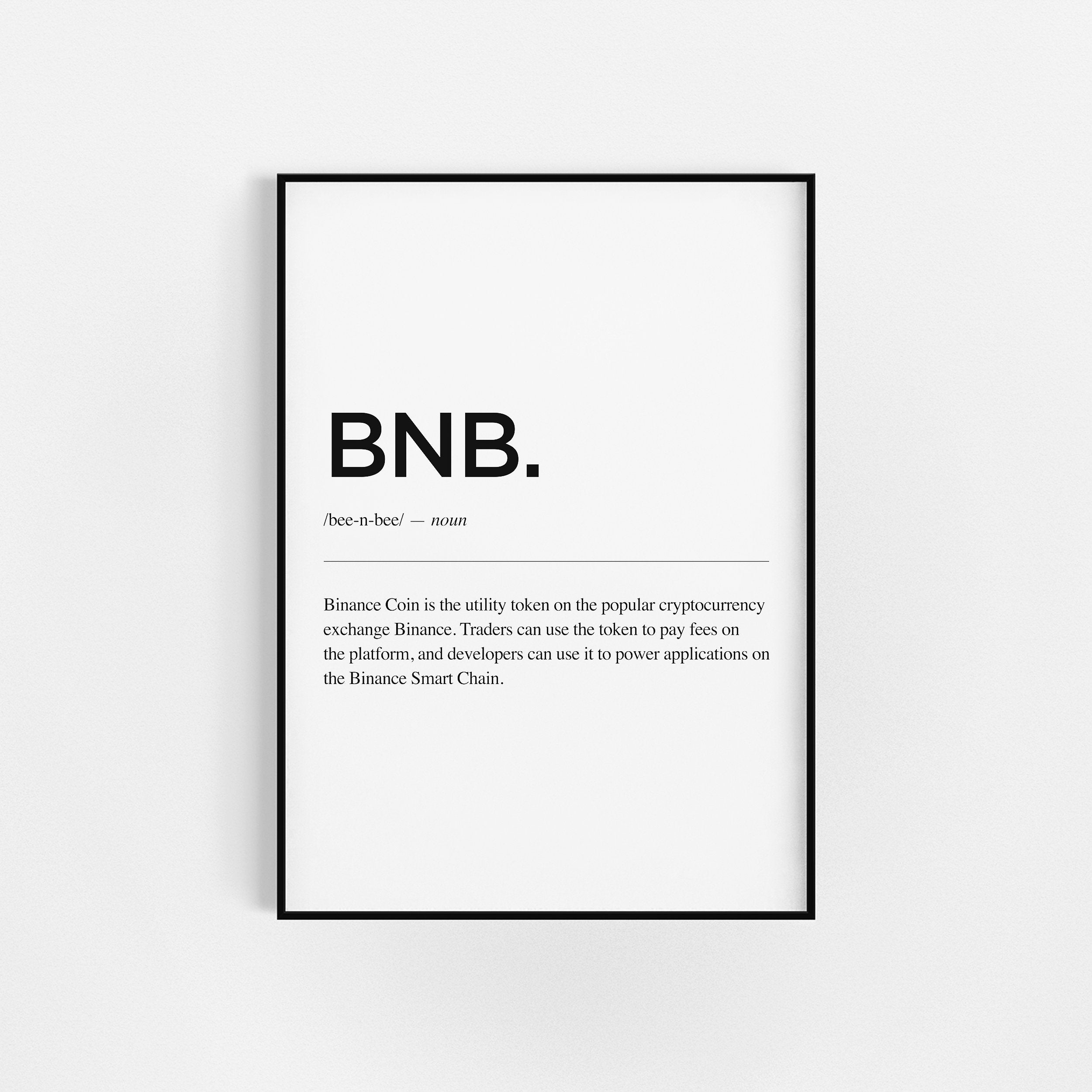 | d'impression de Crypto-Monnaie Bnb Coin Définition | d'affiche Bitcoin Crypto Cadeaux Idées Décora