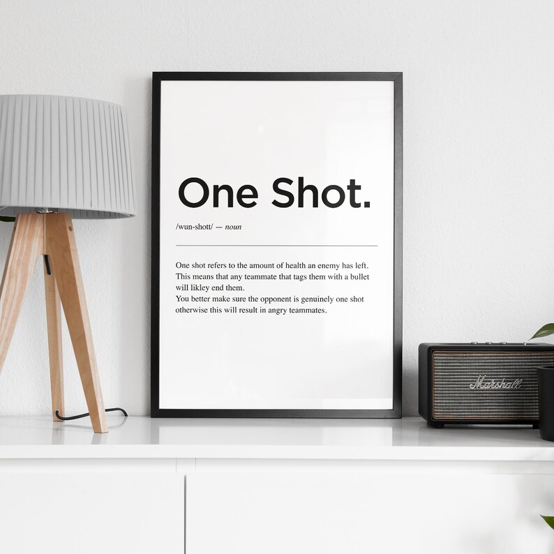 One Shot Definition Gamer Gifts Gaming Decor Gaming Wall Etsy
