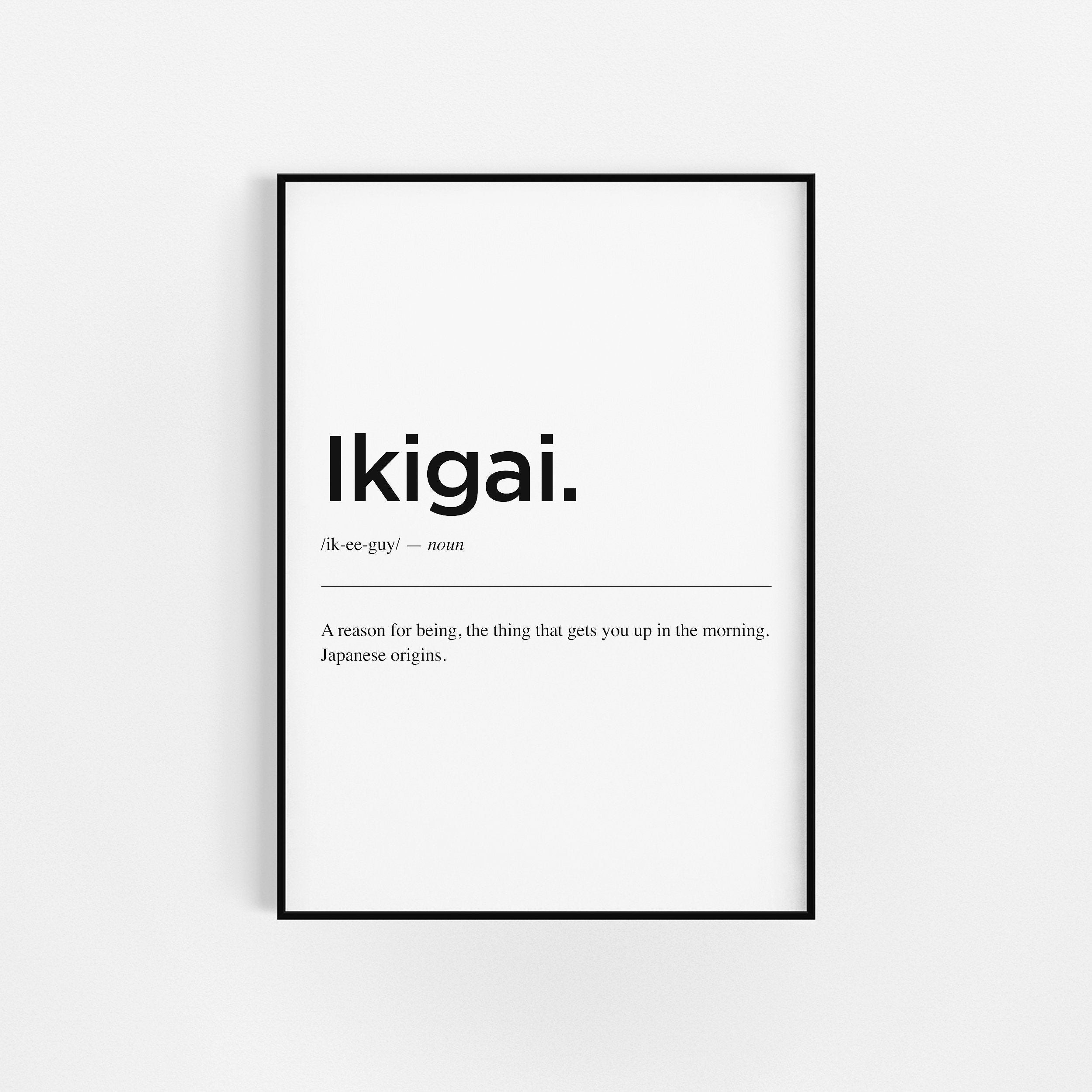 Définition d'ikigai | d'art Mural de Bureau d'impressions Du à Domicile Décor Motivationnel Impressi
