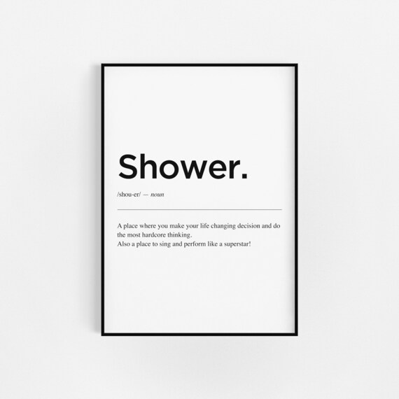 Shower Definition Print Bathroom Sign Shower Wall Decor Etsy