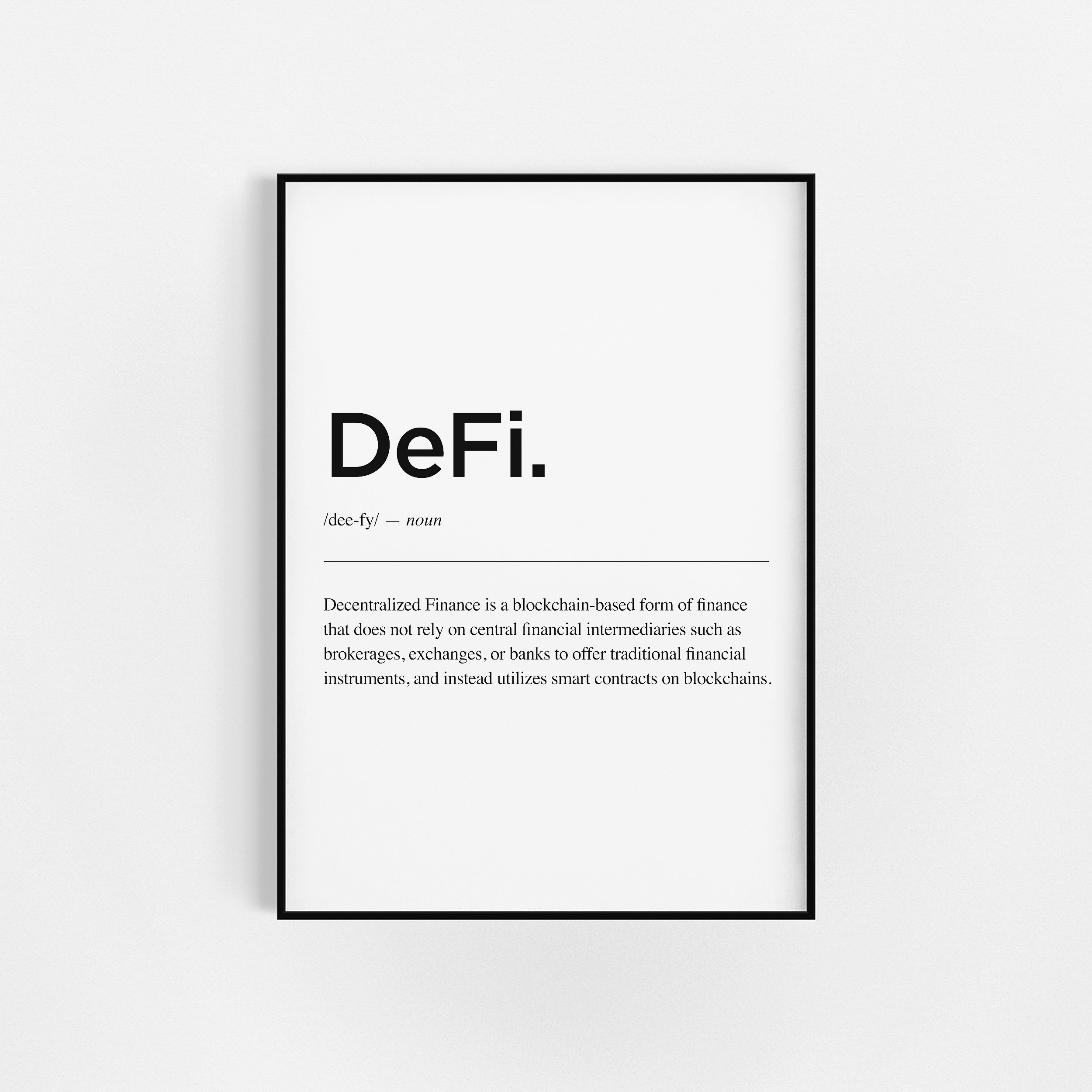 | d'impression de Crypto-Monnaie Définition Defi | d'affiche Bitcoin Crypto Cadeaux Idées Décoration