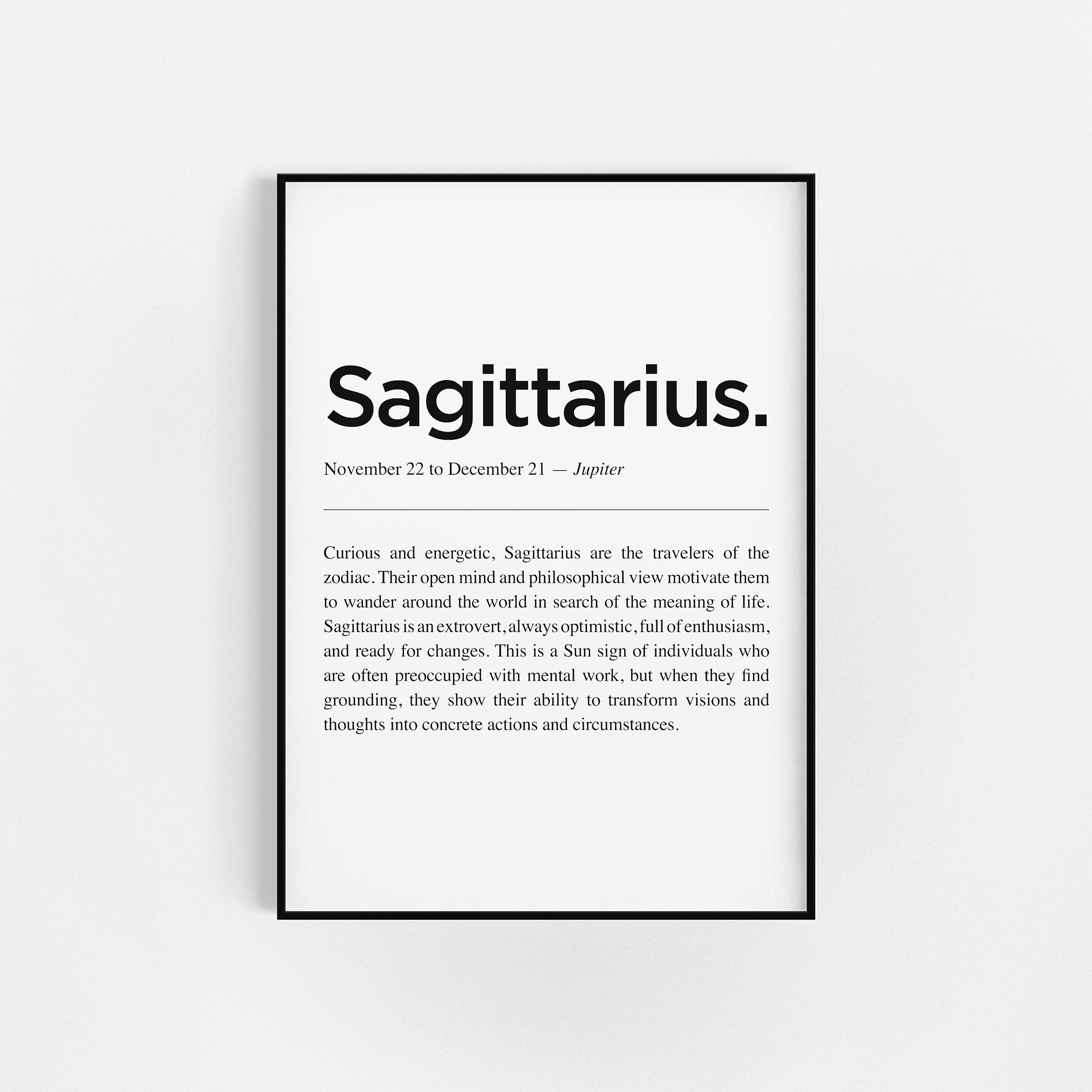 Définition de Sagittaire | Cadeau d'affiche Zodiac Astrologie Wall Decor Définition L'horoscope d'im