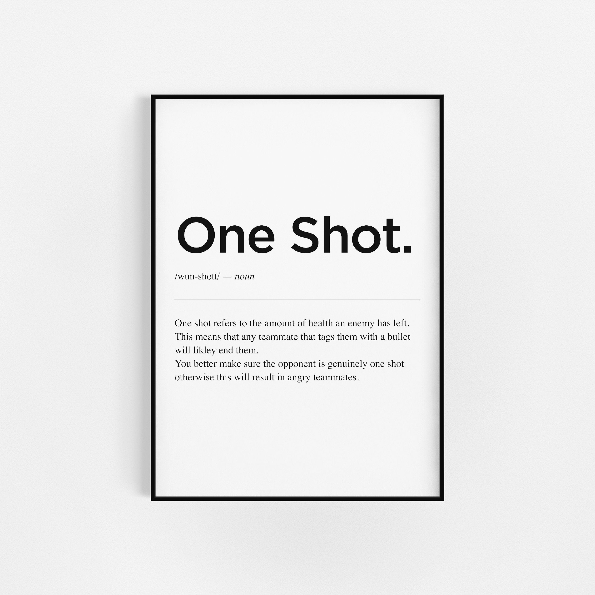 Définition One Shot | Cadeaux de Joueur Décor Jeu Jeu Wall Art Chambre à Coucher Garçons Print Affic