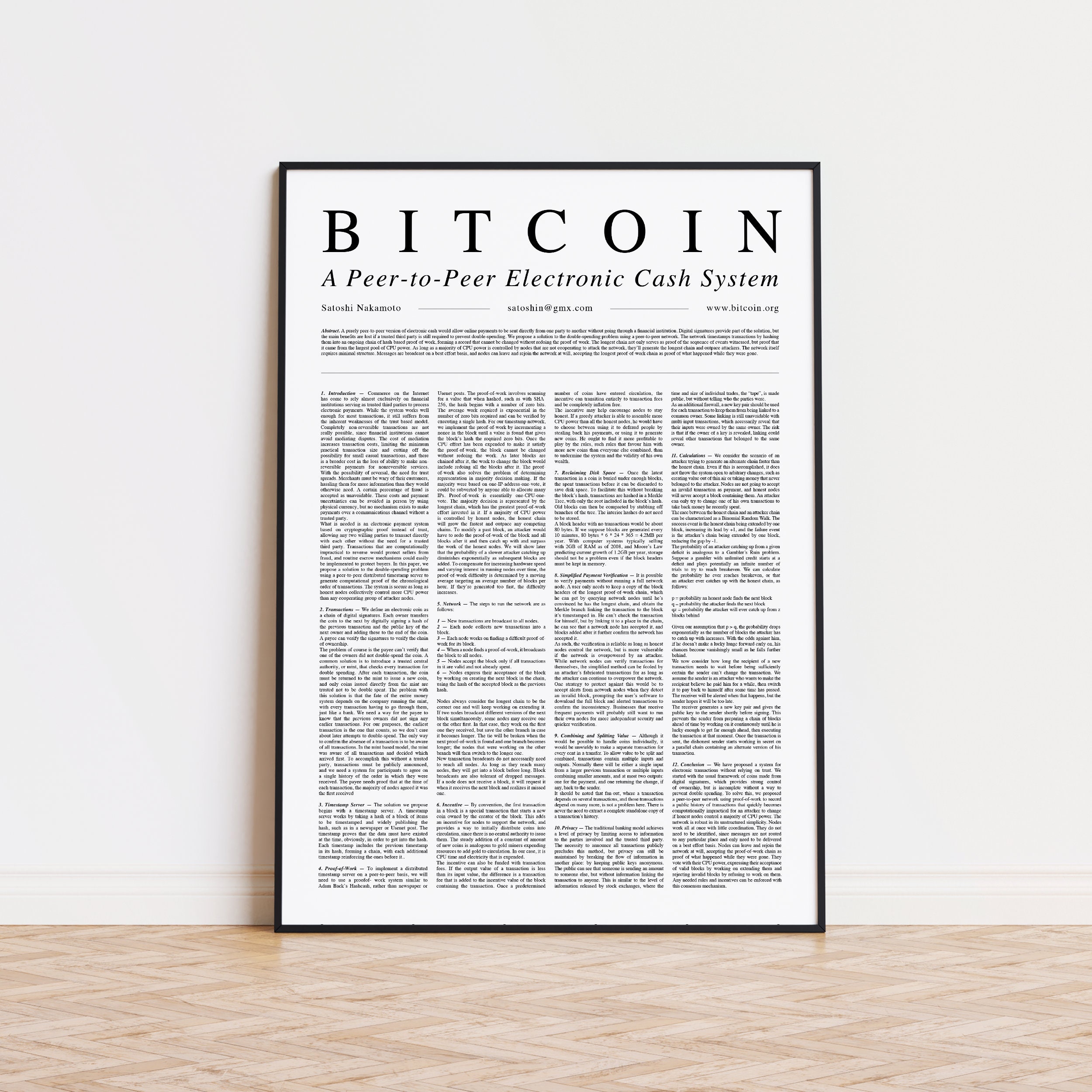 Livre Blanc Bitcoin | d'impression de Crypto-Monnaie d'affiche Crypto Cadeaux Idées Décoration Mural