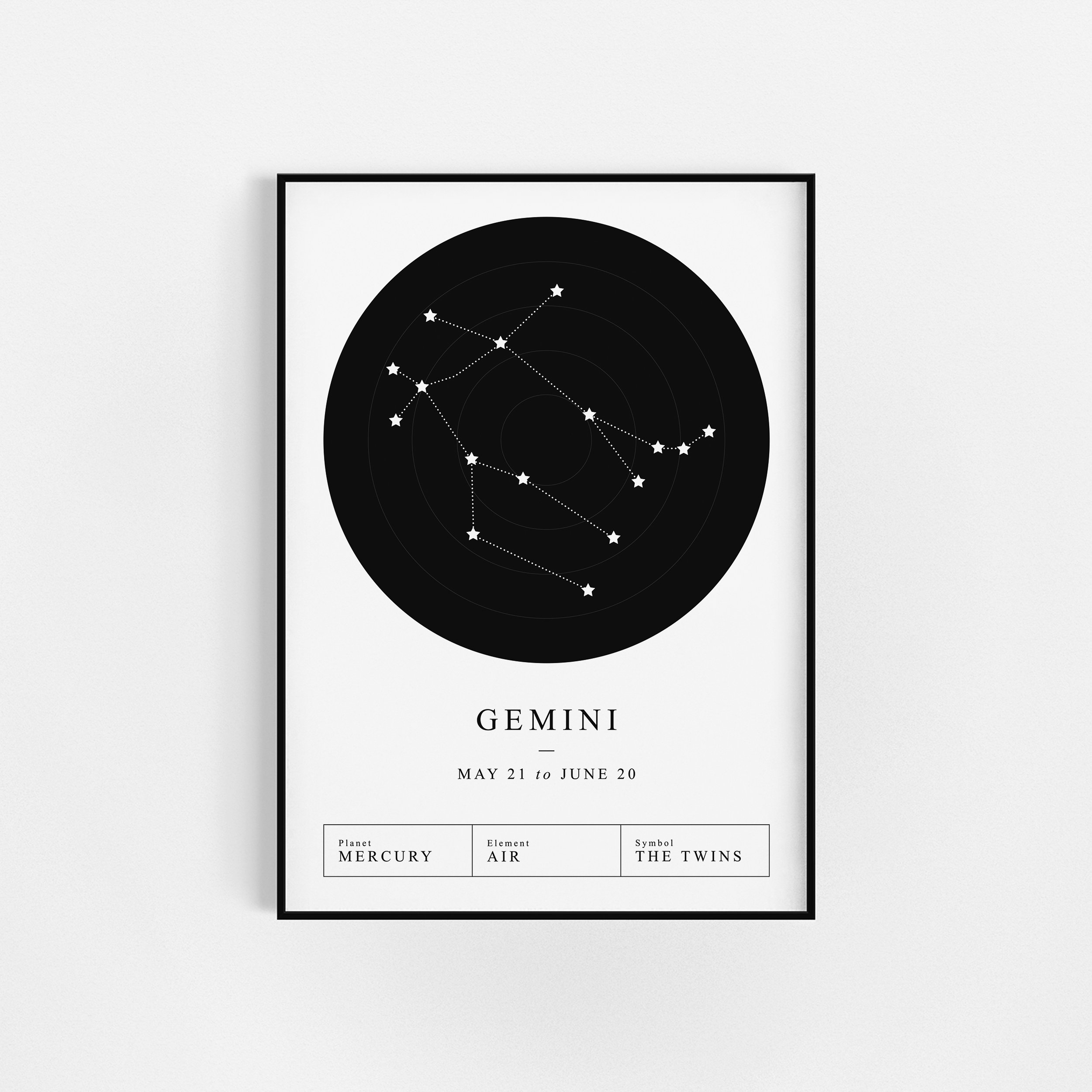 | d'impression Gemini Constellation | Cadeau d'affiche Zodiac Astrologie Wall Decor Constellation Du