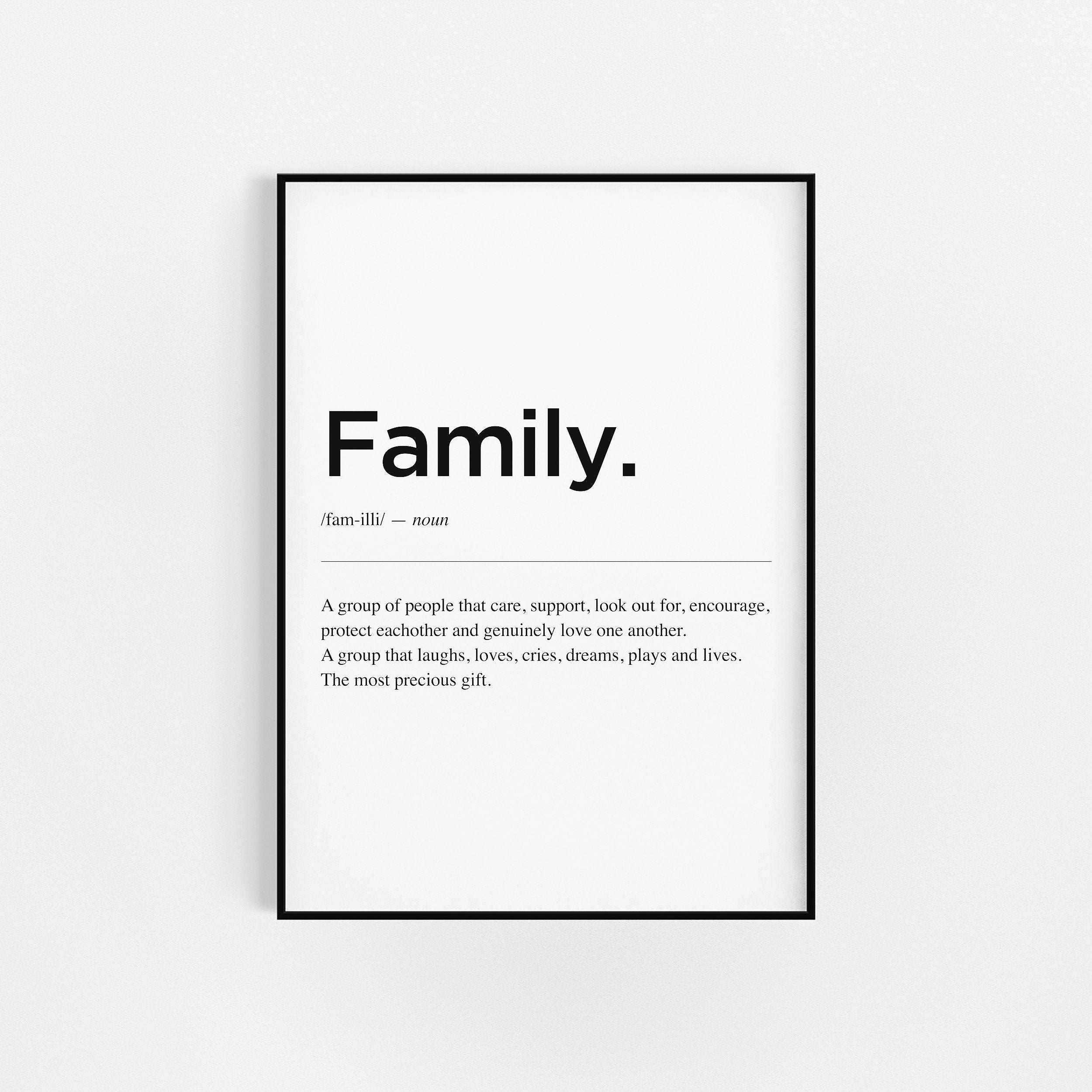 Définition de La Famille | d'estampes Familiales Idées Cadeaux Pour d'impression d'art Mural Définit