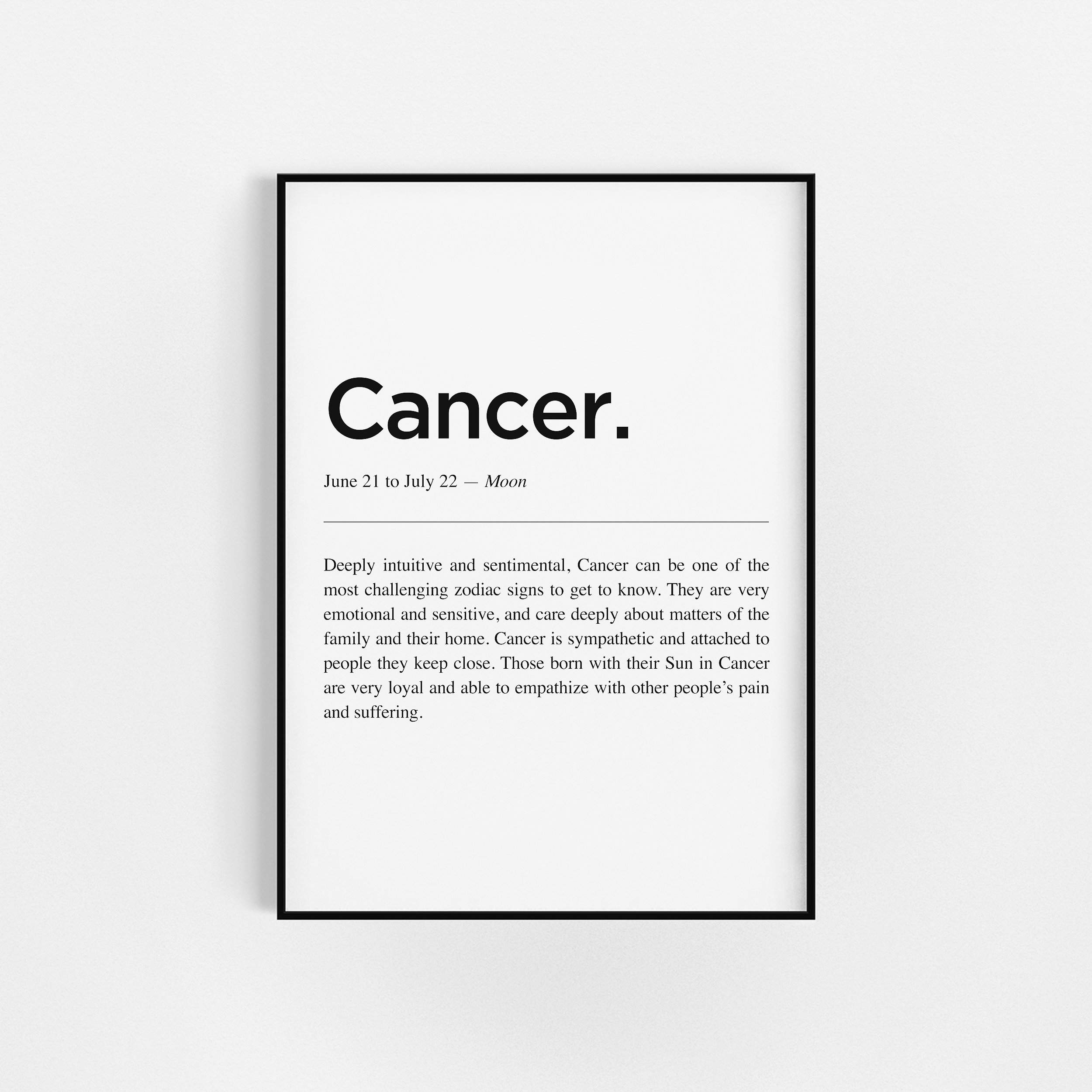 Définition Du Cancer | Cadeau d'affiche Zodiac Astrologie Wall Decor Définition de L'horoscope d'imp