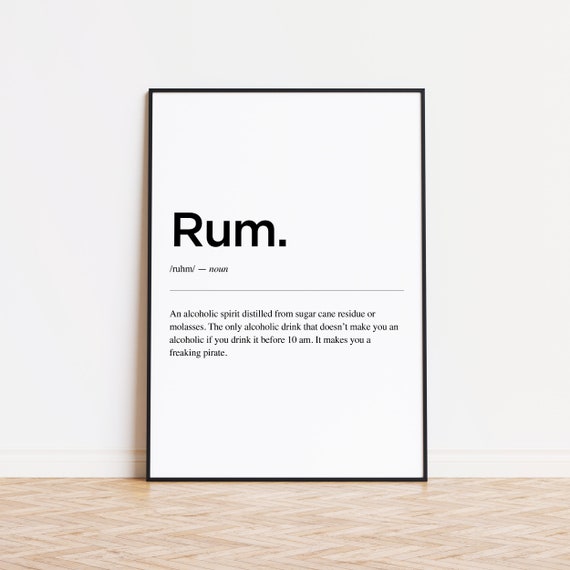 Rum Definition Wall Print Bar Poster Kitchen Prints Home Etsy UK