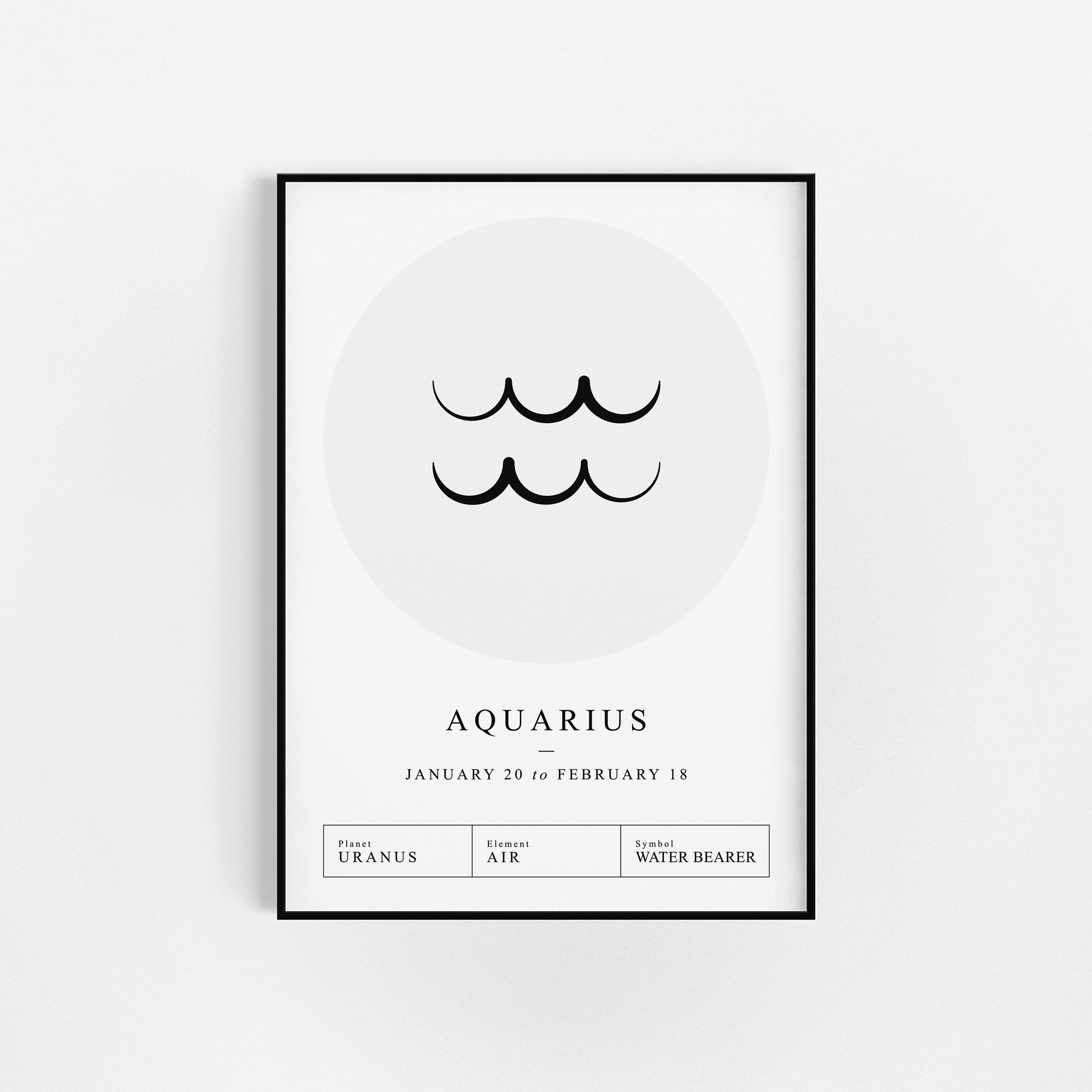 | d'impression Du Zodiaque Aquarius | Cadeau d'affiche Zodiac Astrologie Wall Decor Horoscopes Print