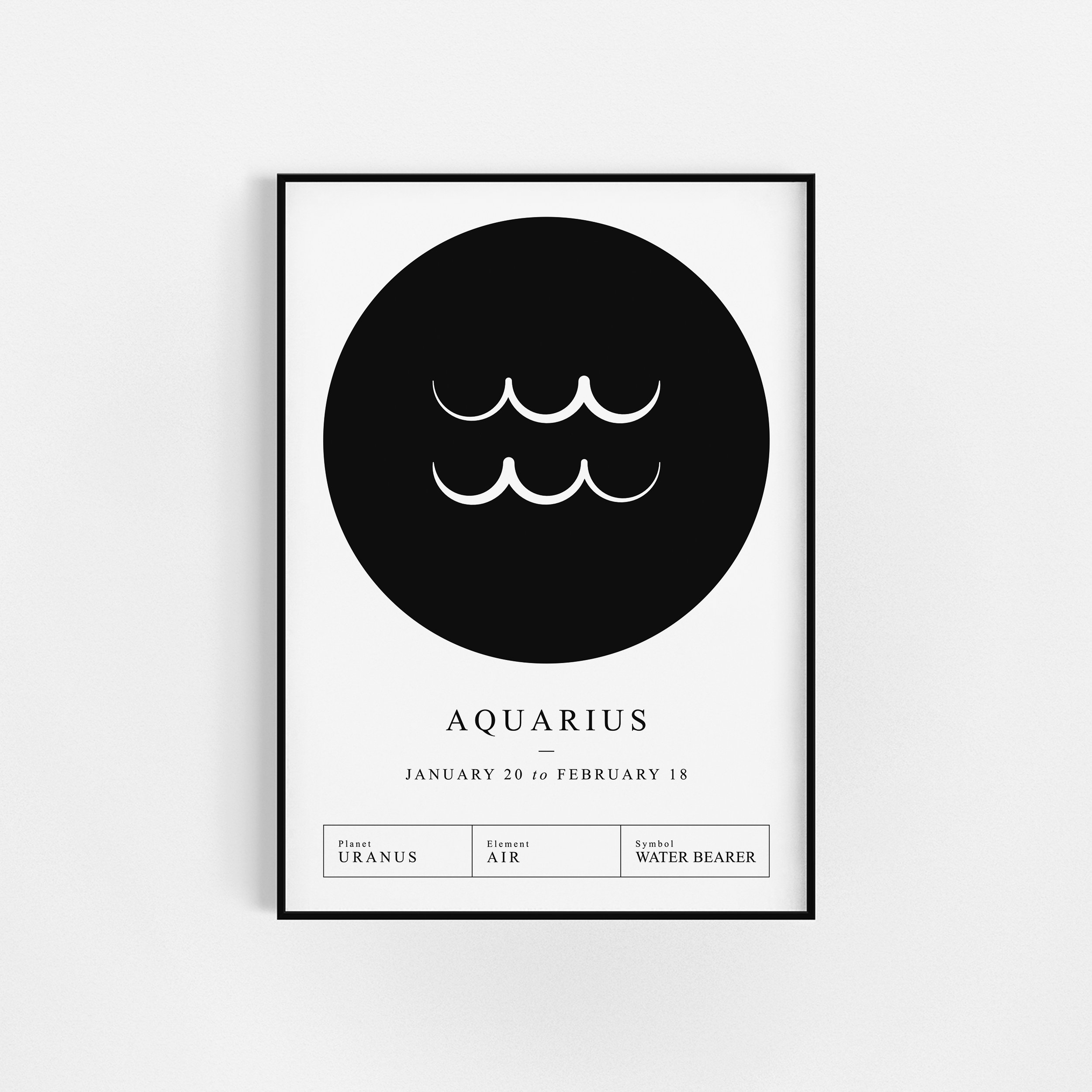 | d'impression Du Zodiaque Aquarius | Cadeau d'affiche Zodiac Astrologie Wall Decor Horoscopes Print