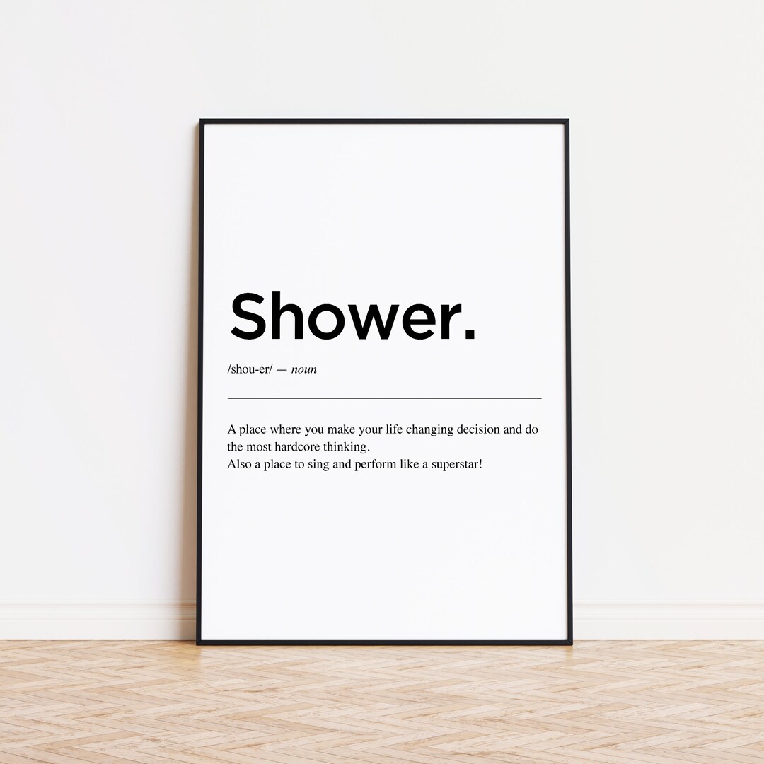 Shower Definition Print Bathroom Sign Shower Wall Decor Etsy