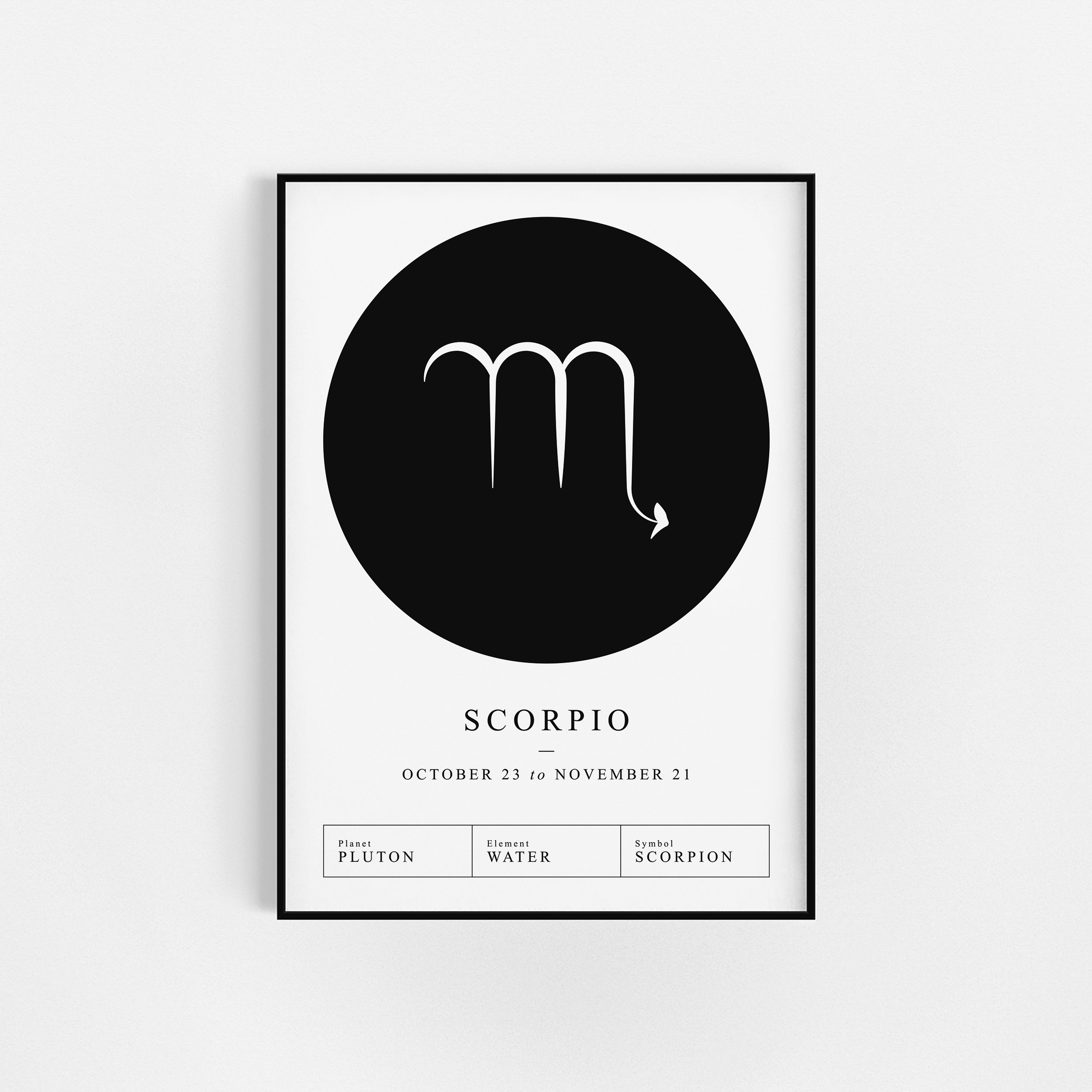 | d'impression Du Zodiaque Scorpion | Cadeau d'affiche Zodiac Astrologie Wall Decor Horoscopes Print