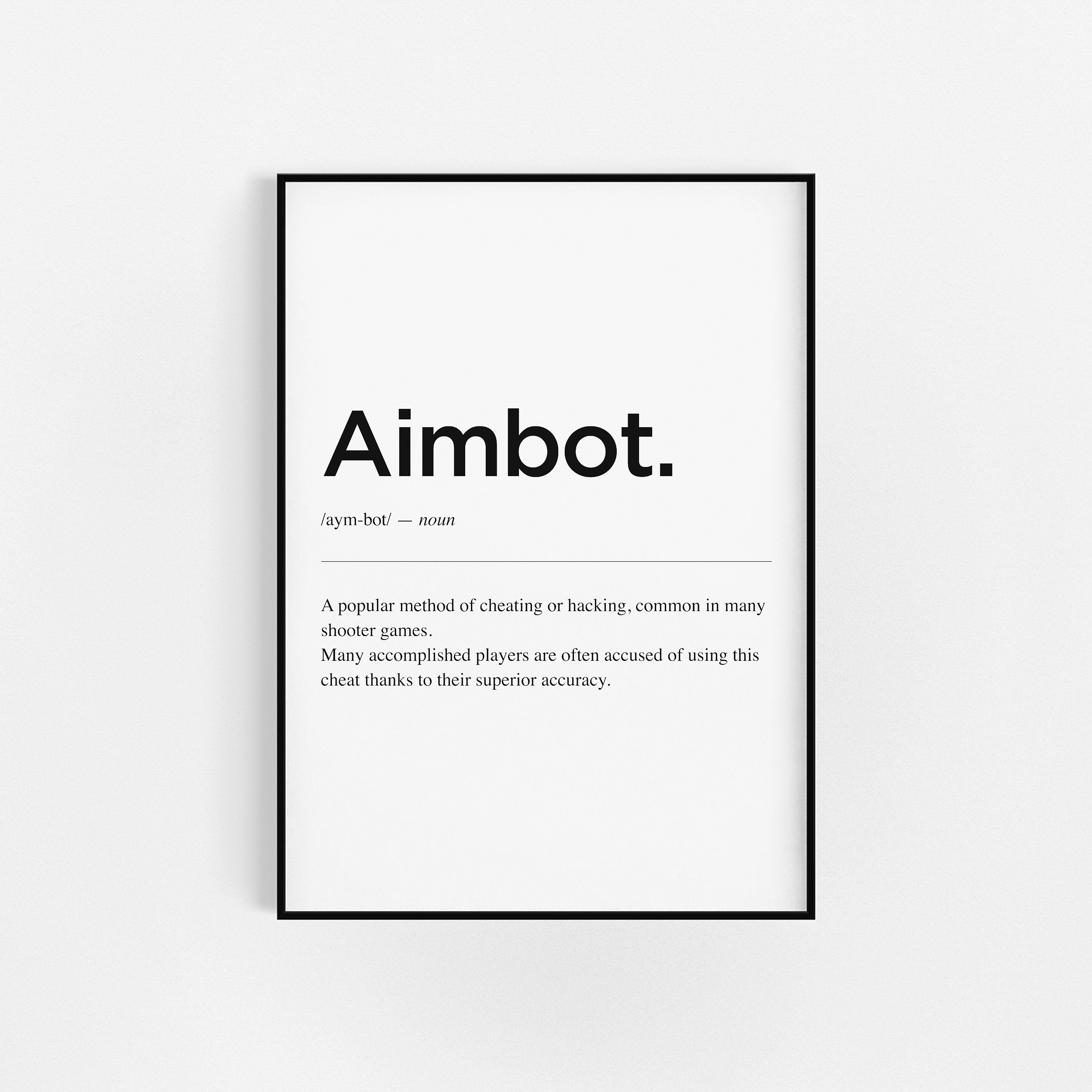 Définition Aimbot | Cadeaux de Joueur Décor Jeu Jeu Wall Art Chambre à Coucher Garçons Print Affiche