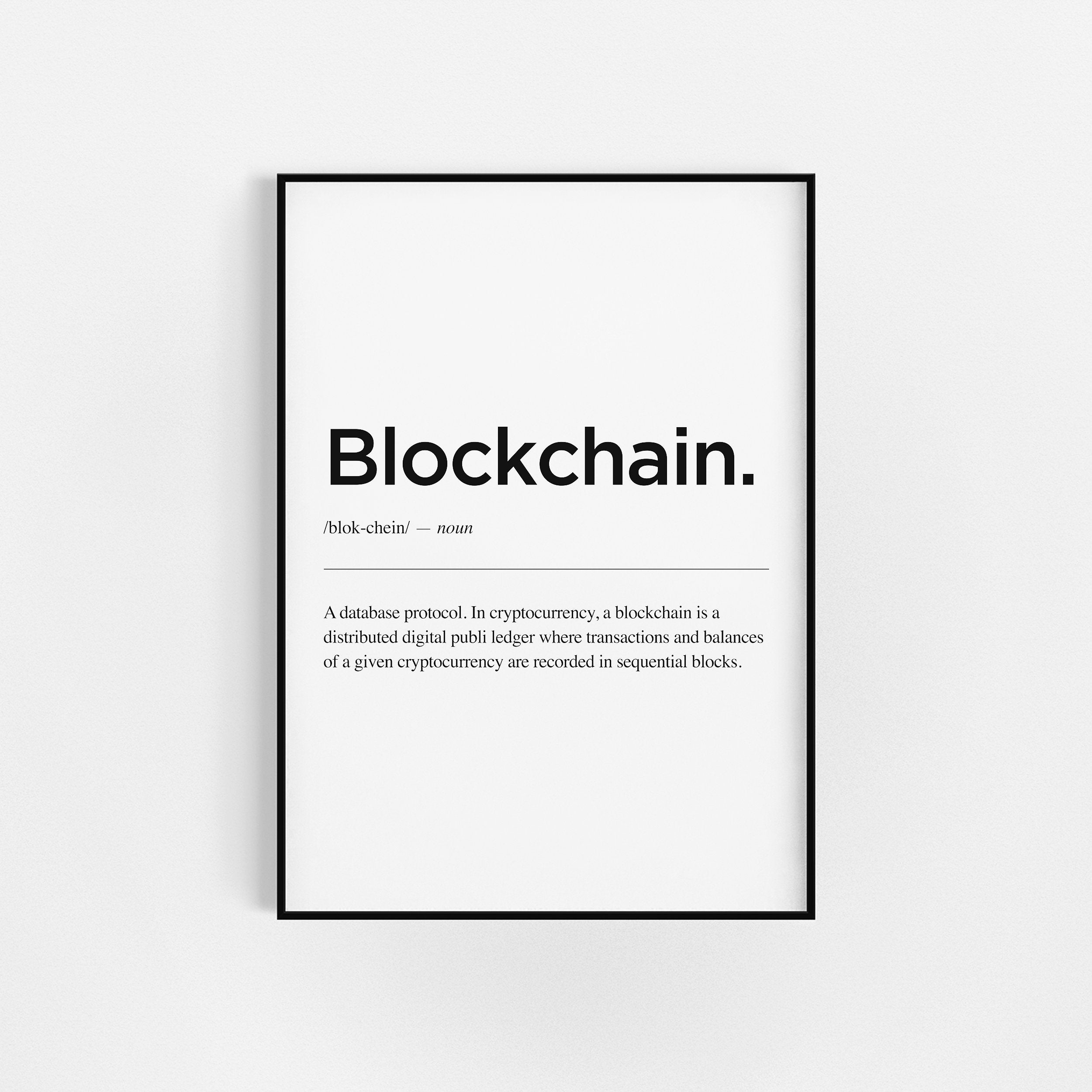 | d'impression de Crypto-Monnaie | Définition La Blockchain d'affiche Bitcoin Crypto Cadeaux Idées D