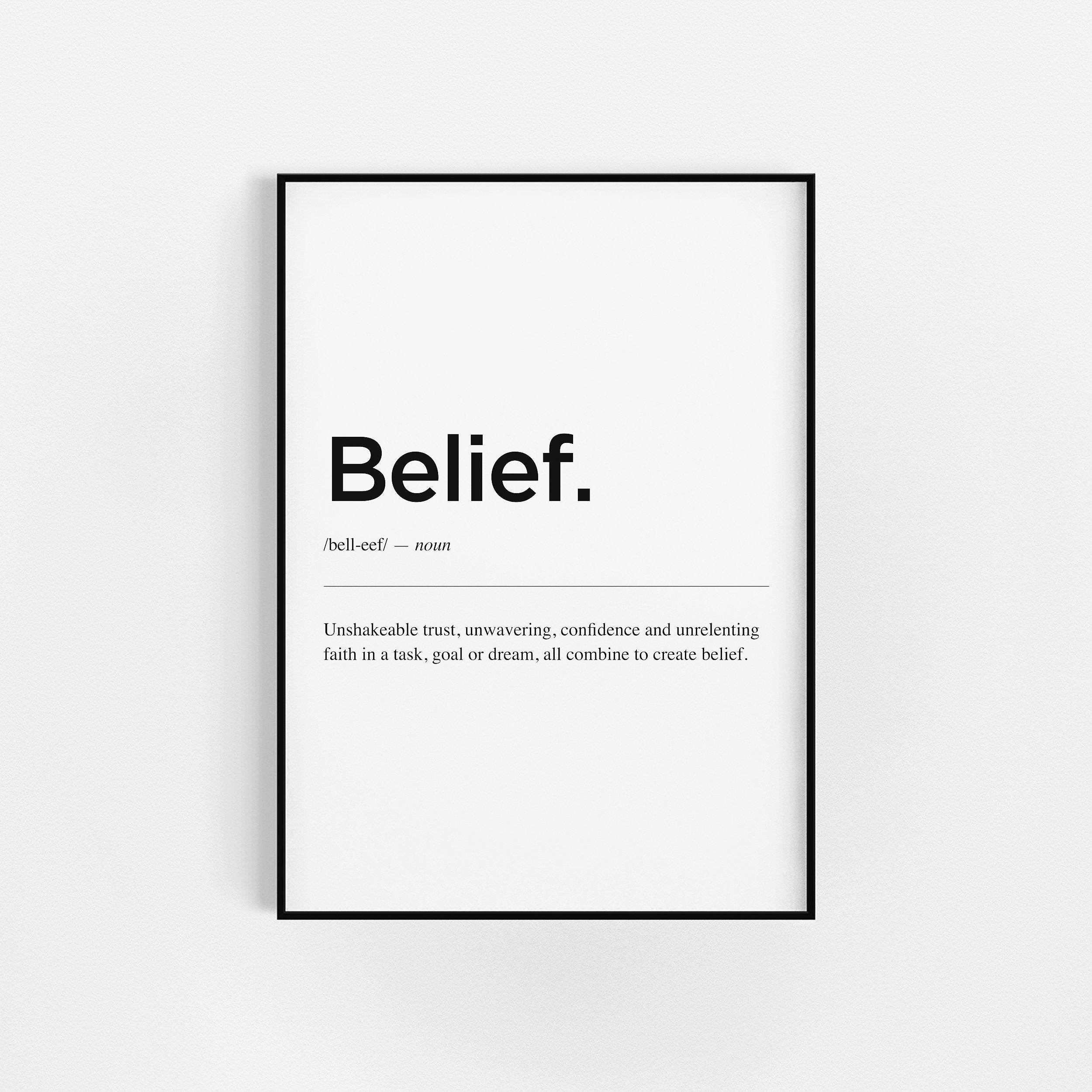 Définition de La Croyance | d'art Mural Bureau d'impression Home Office Citation Inspirante Impressi