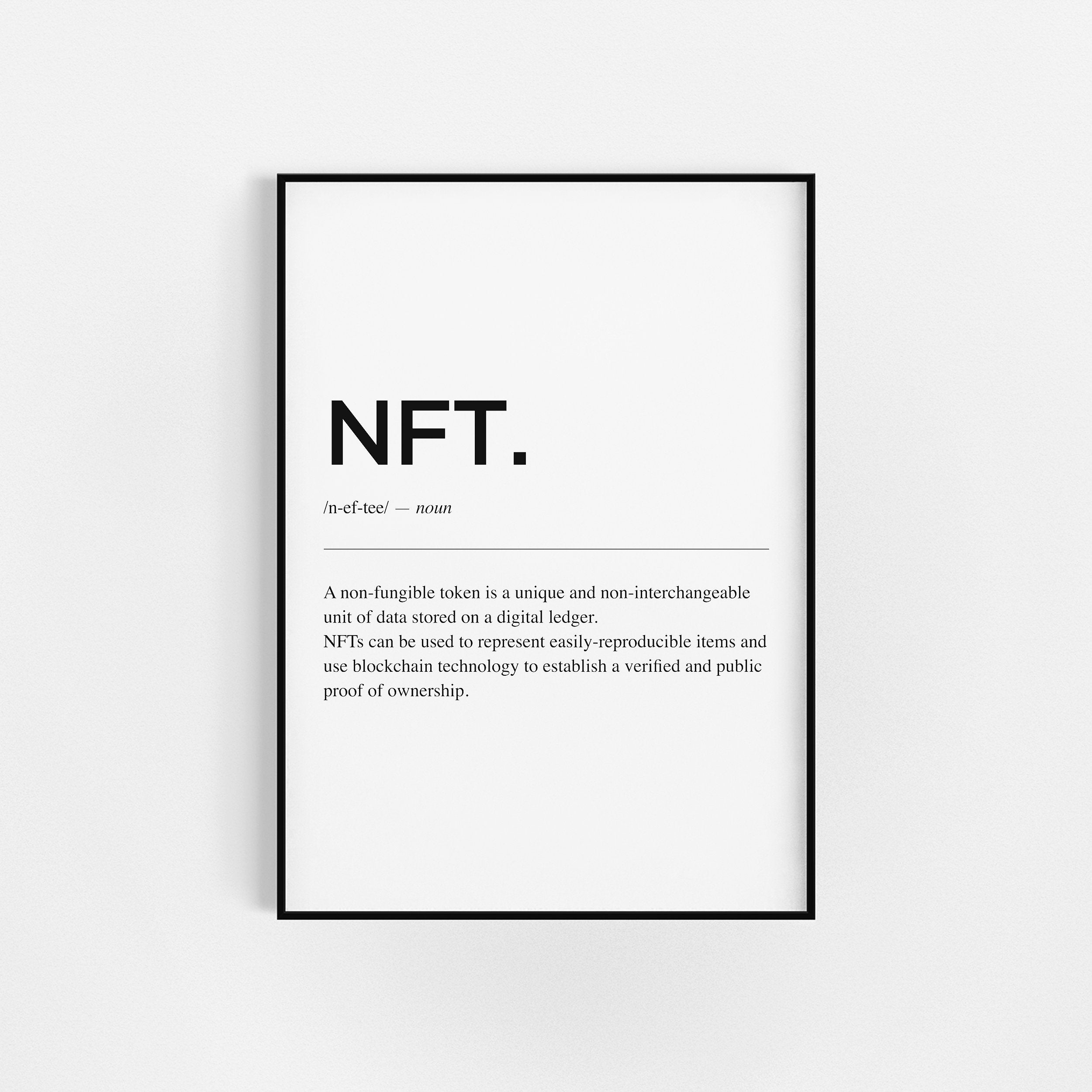 | d'impression de Crypto-Monnaie | Définition Nft d'affiche Bitcoin Crypto Cadeaux Idées Décoration 