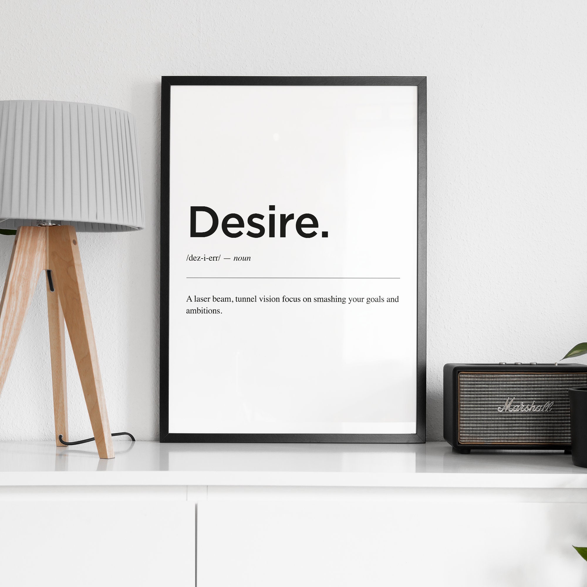 Desire Definition Home Office Print Inspirational Etsy