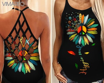 Women/'s Size Medium Orange Bohemian Tank Top