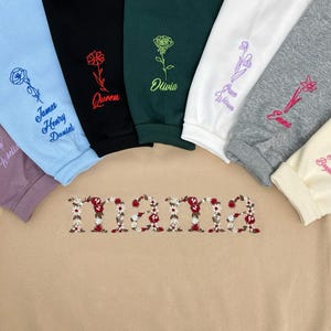 Embroidered Floral Mama Sweatshirt, Custom Mum And Mimi Sweatshirt, Nana, Gigi, Grandma Floral Shirt, Christmas Gift For Mom