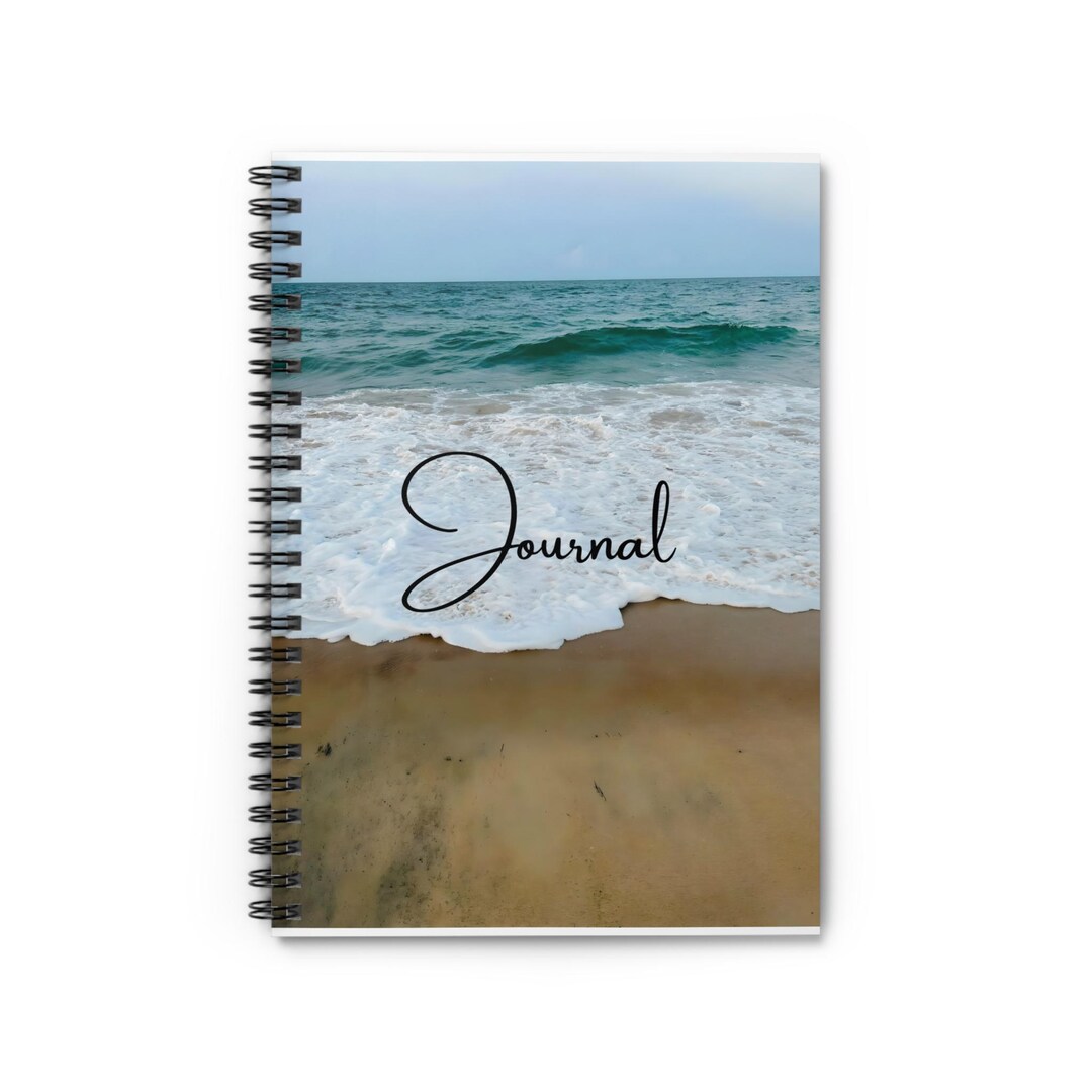 Notebook Wave Line Beach Ocean Waves Spiral Notebook - Lined Journal - Etsy
