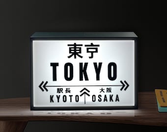Tokyo Lightbox: Retro Subway Sign, Dimmable LED Desk Japan decor Wall Art