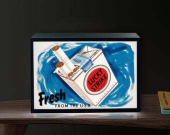 Vintage Lucky Strike Lightbox: 3D Printed LED Light Up Sign Retro