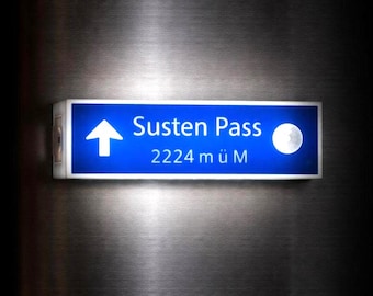 Susten Pass LED Lightbox Fridge Magnet | Alpine Road Sign| Motion Sensor USB Rechargeable Night Light | Mountain Pass Decor | 3D Printed