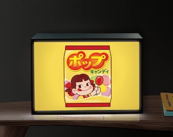 Retro Japanese Pop Candy Lightbox: 3D Printed LED Light Up Wall Art Kawaii Anime Decor Wall Art
