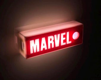 Marvel Style LED Lightbox Fridge Magnet | Motion Sensor USB Rechargeable Red LED Sign | Comic Inspired Night Light | 3D Printed Decor