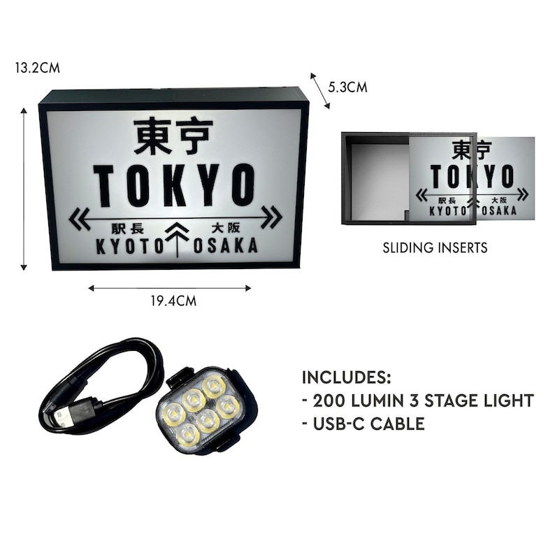 Tokyo Sign Led Tokyo Lightbox: Retro Subway Sign, Dimmable LED Desk Japan Decor Wall ...