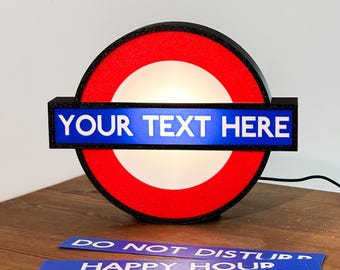 Underground Lightbox Style, Personalised Custom Tube Sign, 3D Printed Wall LED Light, Desk Lamp, Home Decor, Rail Train Gift