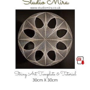 String Art Mandala Digital Template & Tutorial (A4, 12"x12" Sizes), DIY String Art Pattern for 3D Mandala Wall Hanging, Eclectic Wall Decor