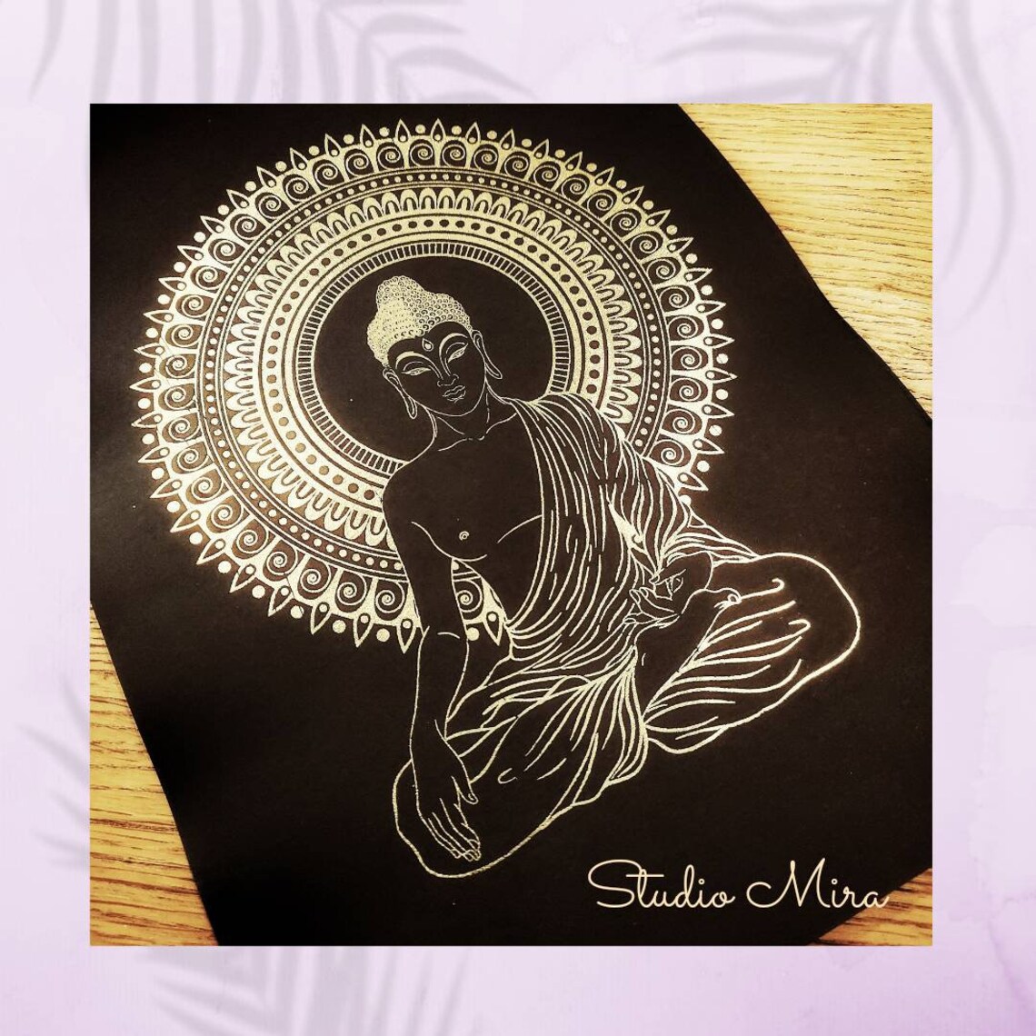 Buddha & Mandala Wall Art Print Golden Buddha Meditation and Etsy