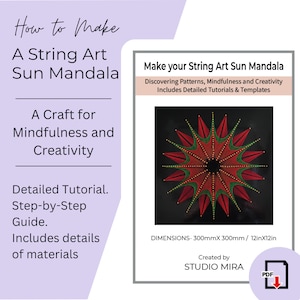 Digital Radiant Sun String Art Template & Tutorial (A4, 12x12 Sizes) DIY String Art Pattern for 3D Mandala Wall and Mantel Eclectic Decor
