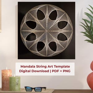 DIY String Art Mandala Template | 3D Nail Art Wall Hanging Pattern + Tutorial | Digital Download
