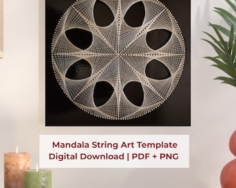 DIY String Art Mandala Template | 3D Nail Art Wall Hanging Pattern + Tutorial | Digital Download