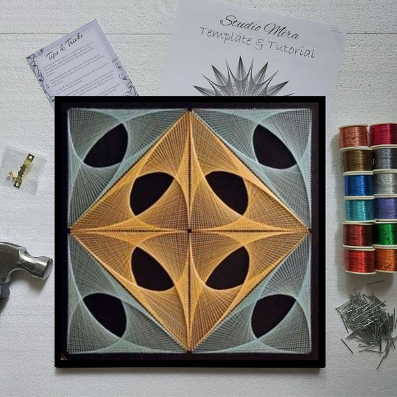 DIY String Art Kit for Adults, 12x12 Geometric Nail & Thread Art