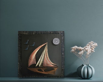 DIY Sailboat String Art Kit: Nautical Home Decor (12"x12")