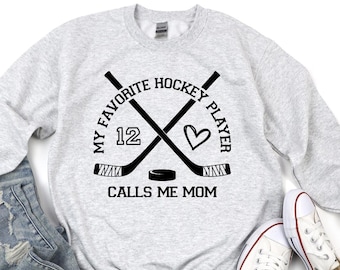 Hockey Mom Sweatshirt: Jersey Number, Favorite Player Sweater